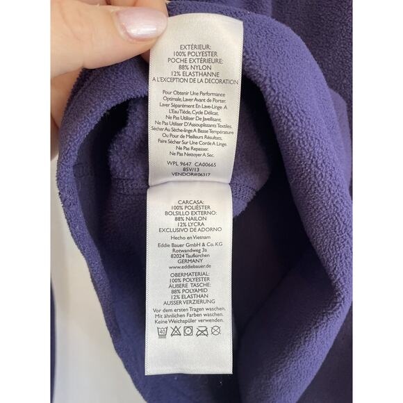 Eddie Bauer XS Fleece 1/4 Zip Pullover Shirt Navy First Ascent Sleeve Pocket - Picture 8 of 10